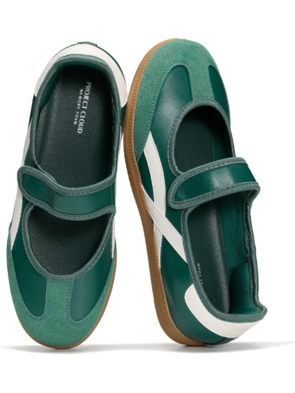 Women's Green Closed Toe Non-Slip Flat Lightweight Slip On Mary Jane Sneaker
